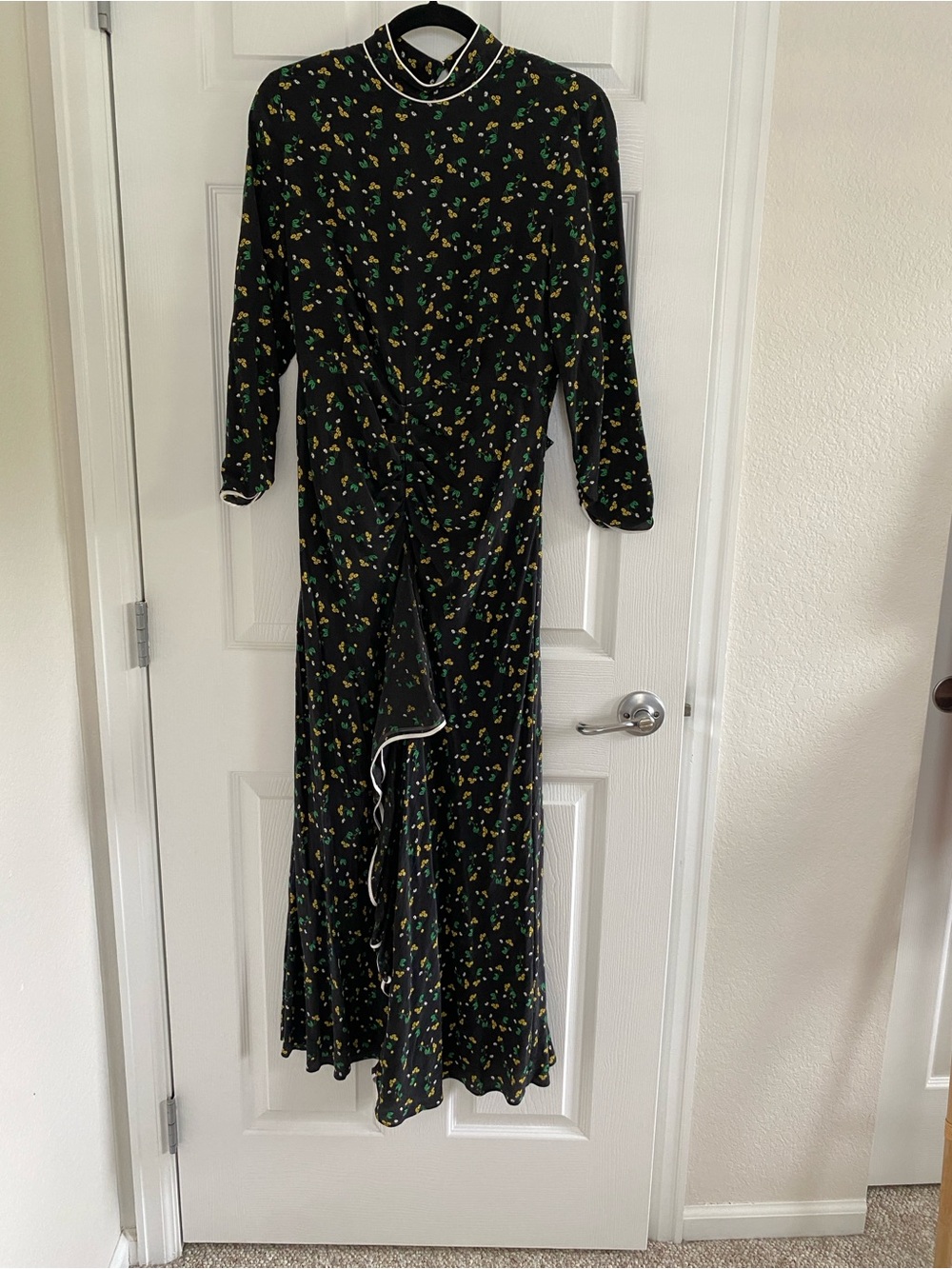 Rixo Black Floral Long Sleeve Ruffle Dress - Elegant Everyday